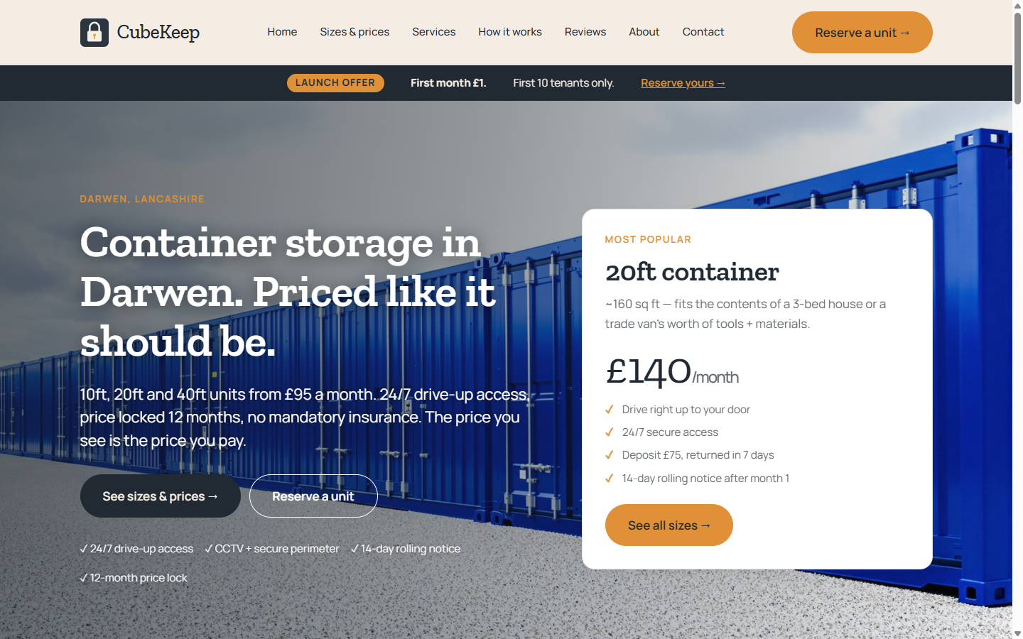 CubeKeep homepage screenshot