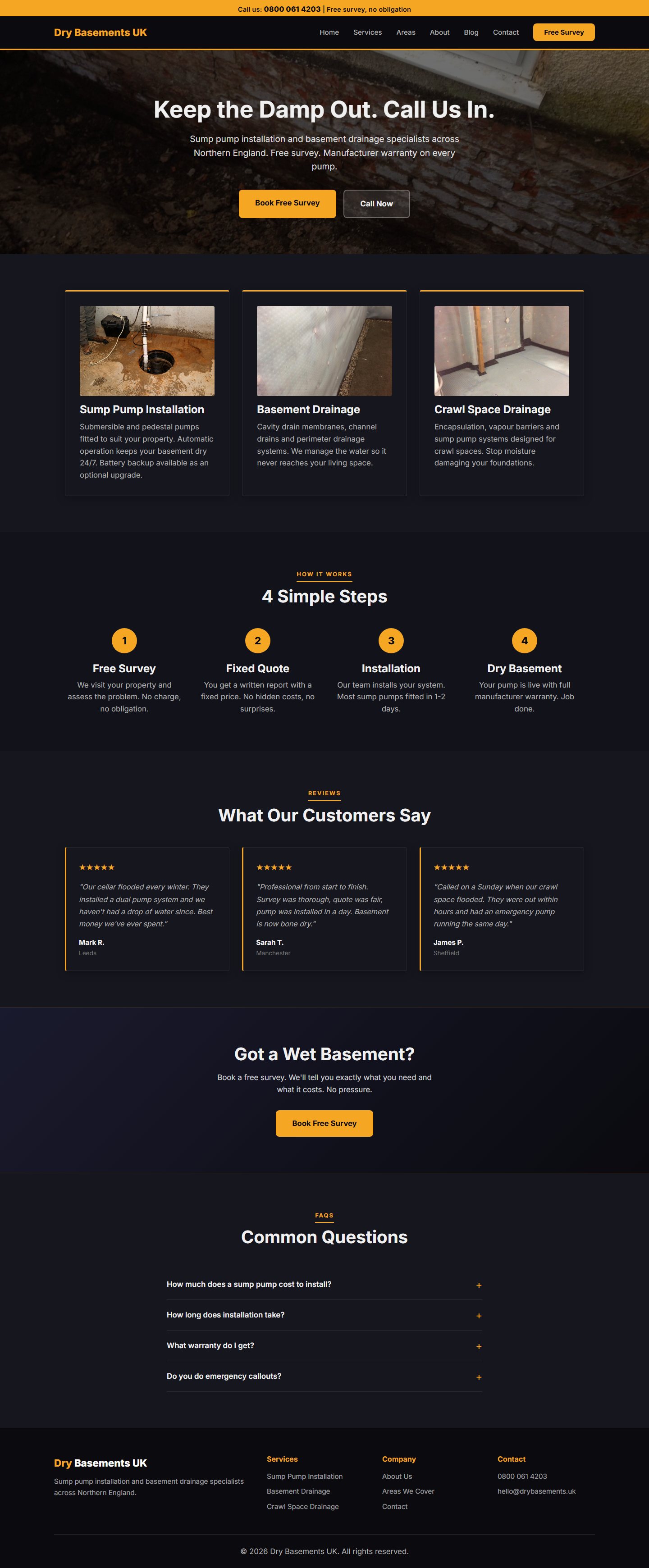 Dry Basements UK homepage screenshot
