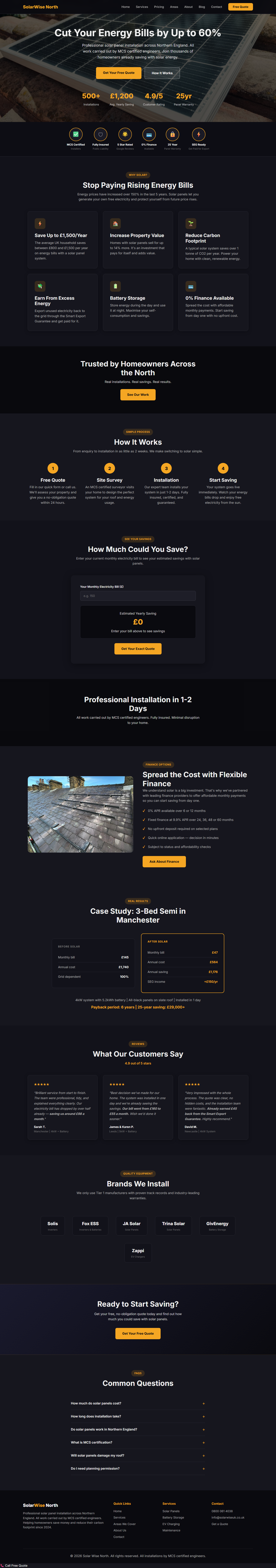 Solar Wise North homepage screenshot